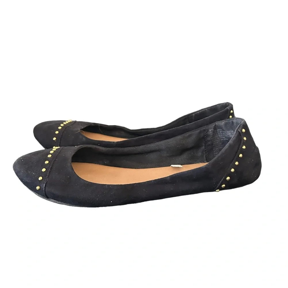 Merona Women’s Black Textile Slip On Studded Ballet Flats Size 9.5 - Picture 5 of 12